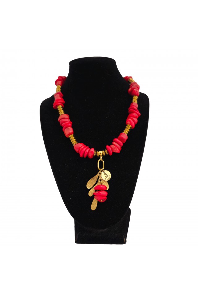 Collier corail & bambou II